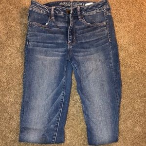 blue American Eagle skinny jeans